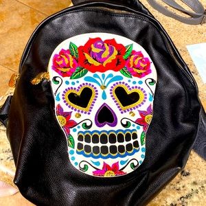Betsey Johnson sugar skull black backpack
